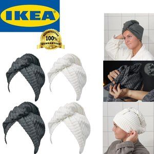 IKEA TRATTEN Hair Towel Wrap Dark Gray White 100% Cotton (4) Towles Bath Towel